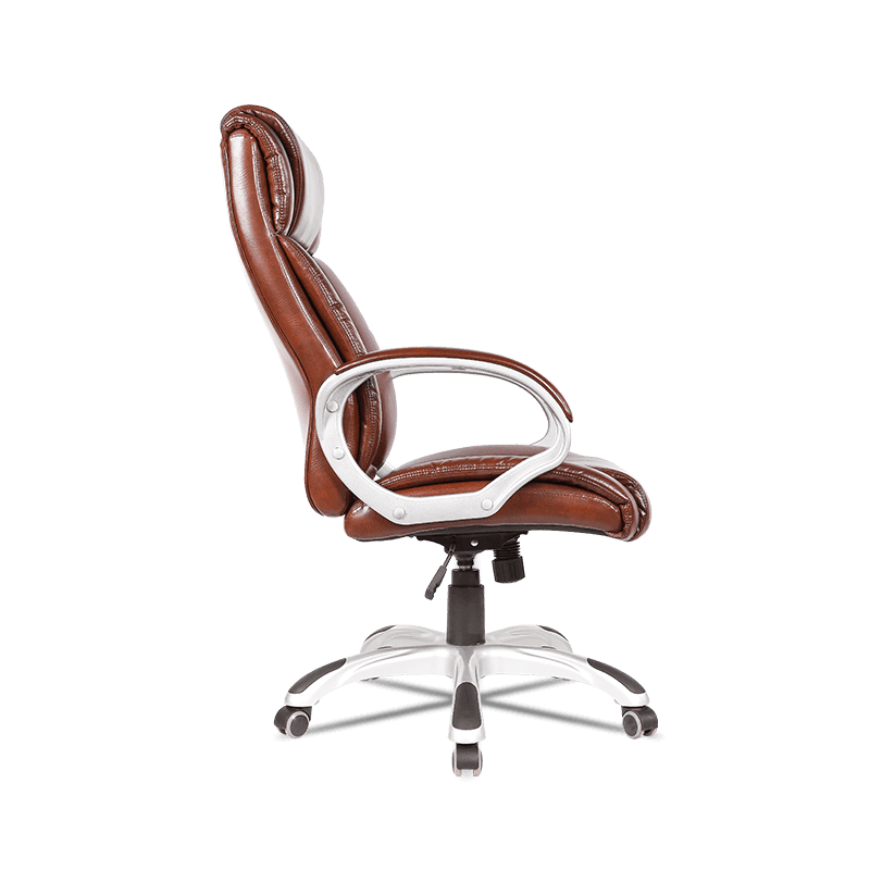 MC-7106 كرسي مهام دوار من جلد البولي يوريثان التنفيذي مع مساند للذراعين داعم للفقرات القطنية